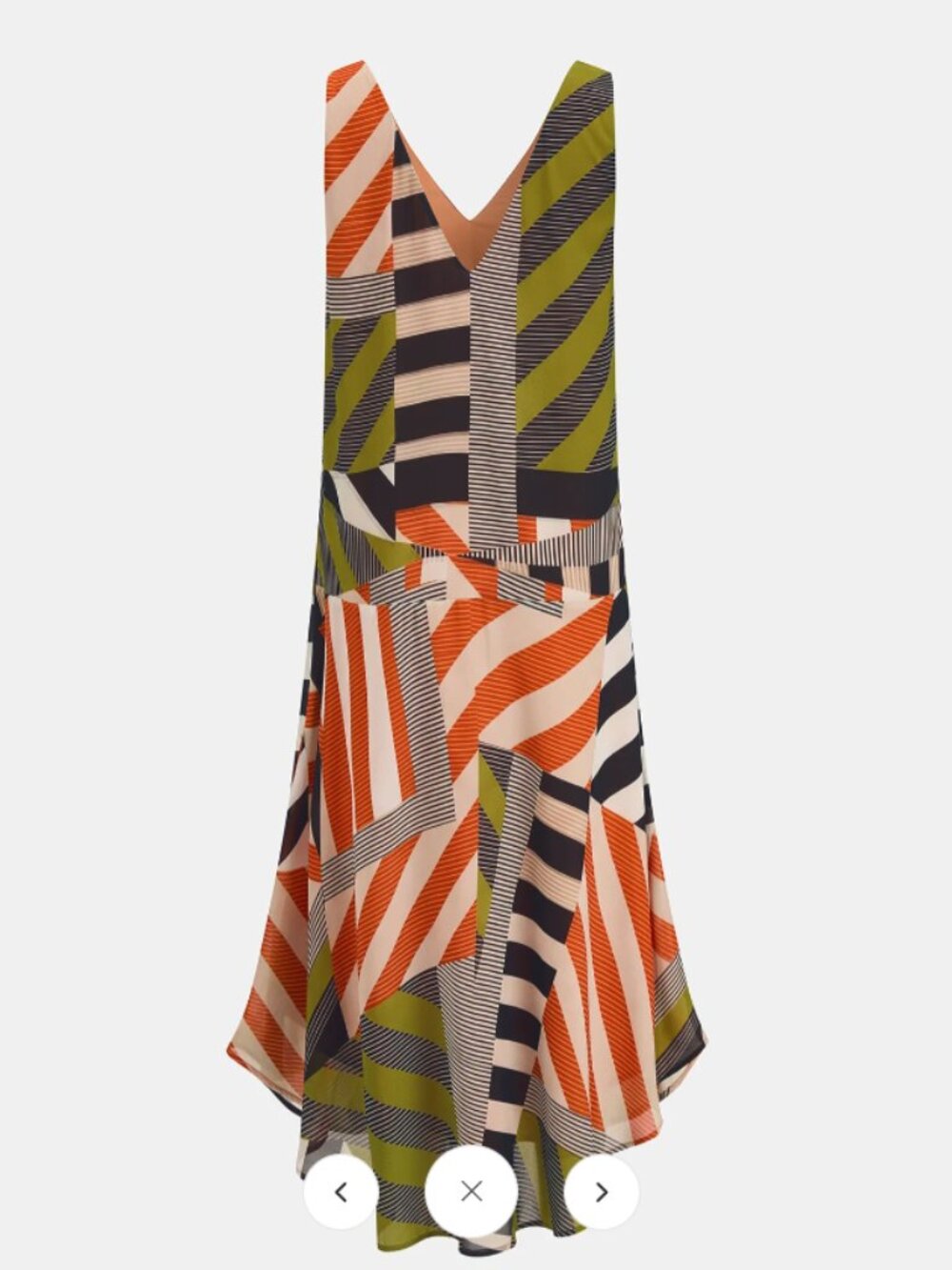Color Block Striped Asymmetric Midi Dress